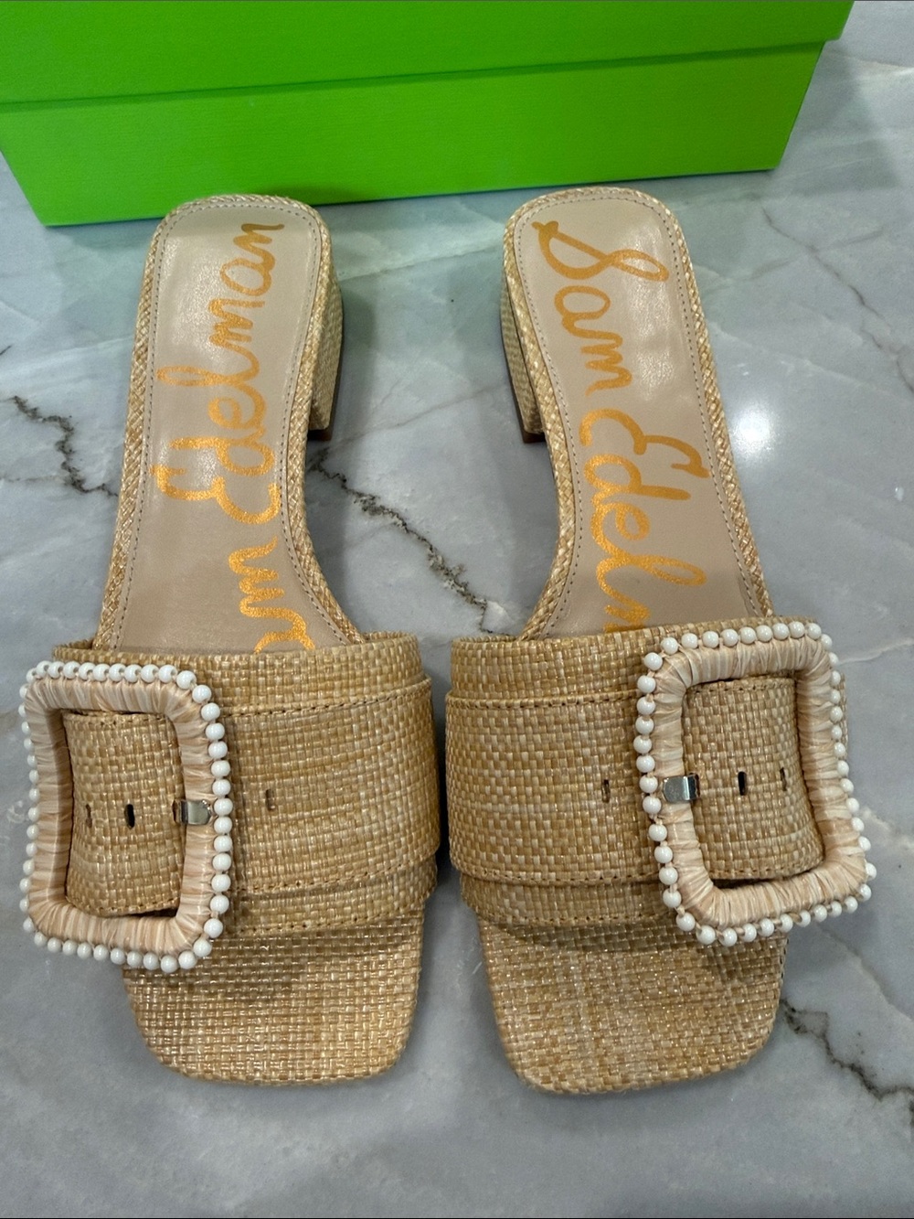 •• Sam Edelman •• EUC •• Deacon Raffia Beaded Sandals •• Size 9M •• Box included